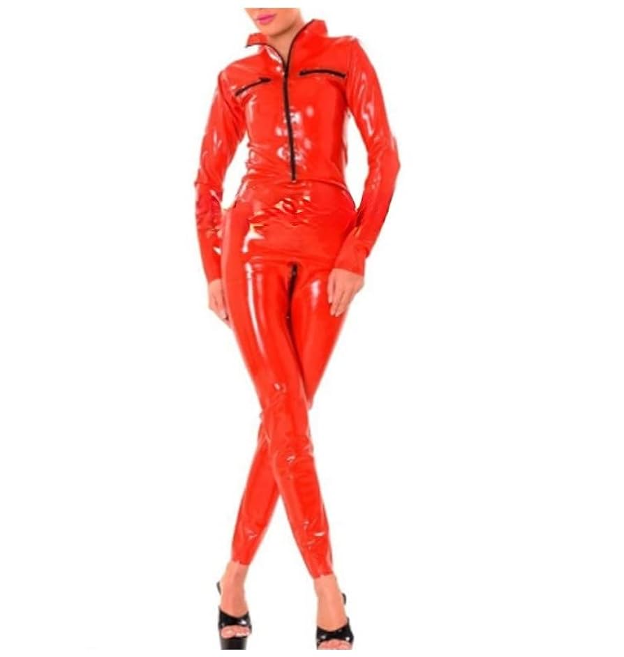 ✿XL ラテックス ラバースーツ 全身タイツ赤✿ Amazon.co.jp